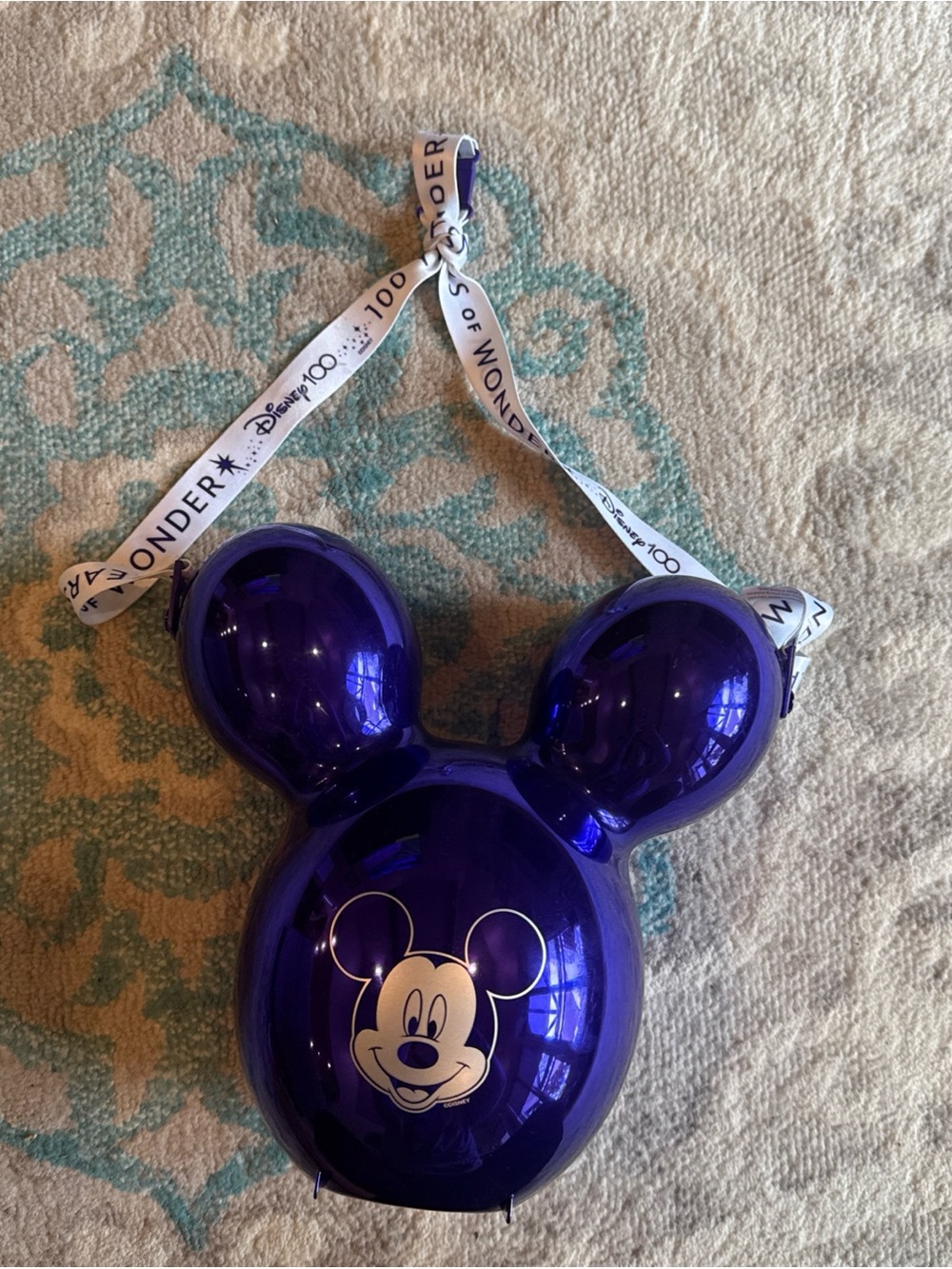 Disney Purple Mickey Mouse Ear Snack Pail with White Branded Ribbon